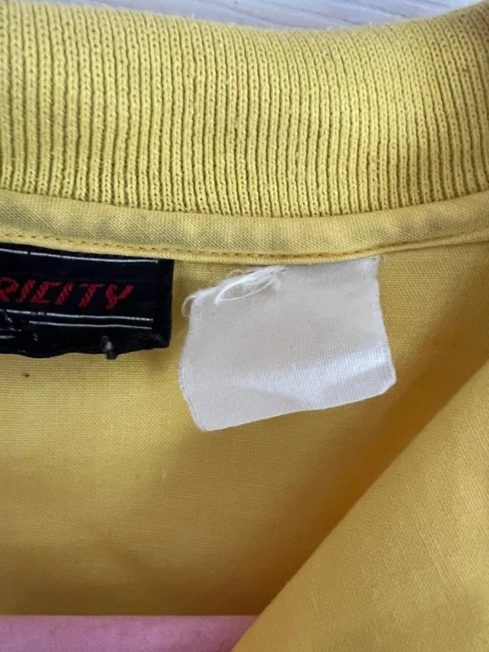 Vintage Electricity Surf City Yellow Short Sleeve Button Down Shirt Men's 80s - Picture 5 of 13